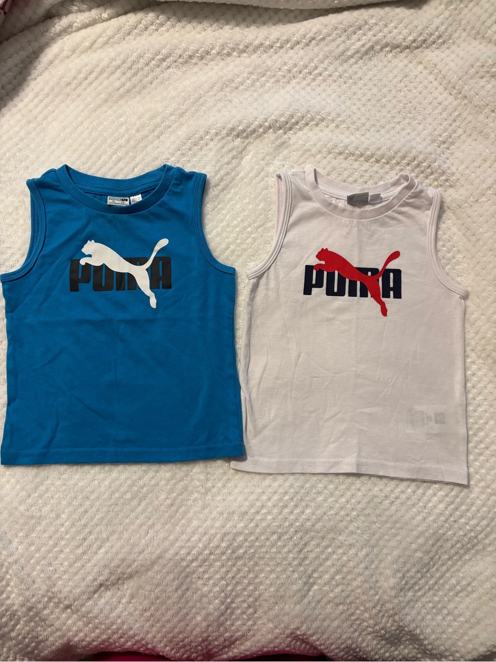 Puma Twin Pack Kids Tank Tops in Blue,White & Red Accents,good condition,2 X $12